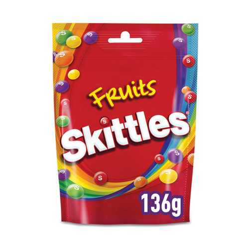 Skittles Chewy Sweets Fruit Flavour Pouch Bag 136g (Pack of 15) 124843 Skittles Chewy Sweets Fruit Flavour Pouch Bag 136g (Pack of 15) 124843