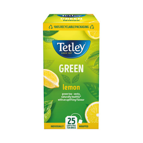 Tetley Green Tea With Lemon Tea Bags (25 Pack) 1571A Tetley Green Tea With Lemon Tea Bags (25 Pack) 1571A
