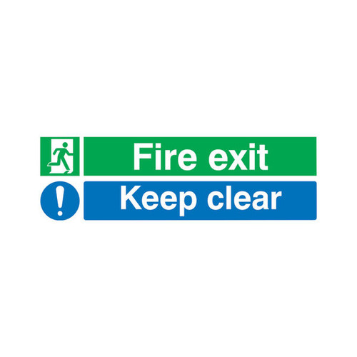 Safety Sign Fire Exit Keep Clear 150x450mm PVC EC08S/R Safety Sign Fire Exit Keep Clear 150x450mm PVC EC08S/R