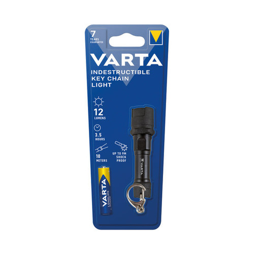 Varta Indestructible Key Chain LED Mini Torch 3.5 Hours Run Time 1 x AAA Battery Black 16701101421
