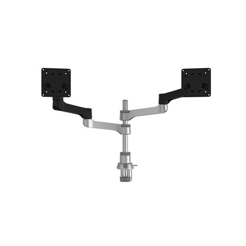 R-Go Zepher 4 C2 Dual Monitor Arm Desk Mount Adjustable Circular Black/Silver RGOVLZE4TWSI