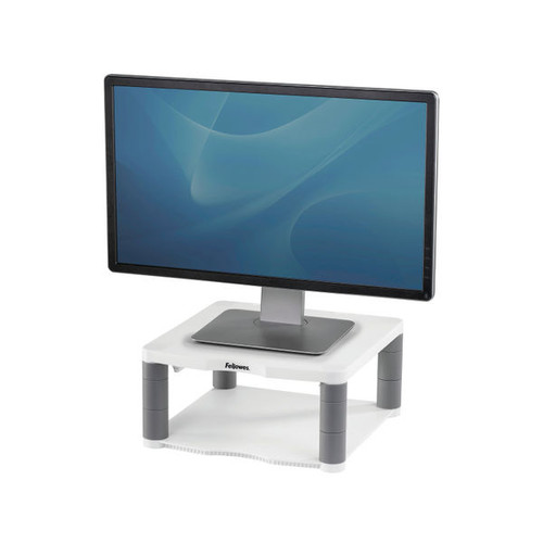 Fellowes Premium Monitor Stand Plus with Storage Drawer and Built In Copyholder White 9171302 Fellowes Premium Monitor Stand Plus with Storage Drawer and Built In Copyholder White 9171302