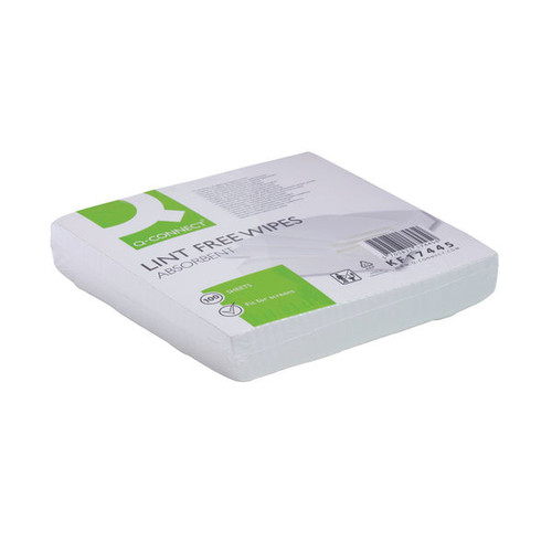 Q-Connect Lint Free Wipes 200x200mm (Pack of 100) ALFW100QCA
