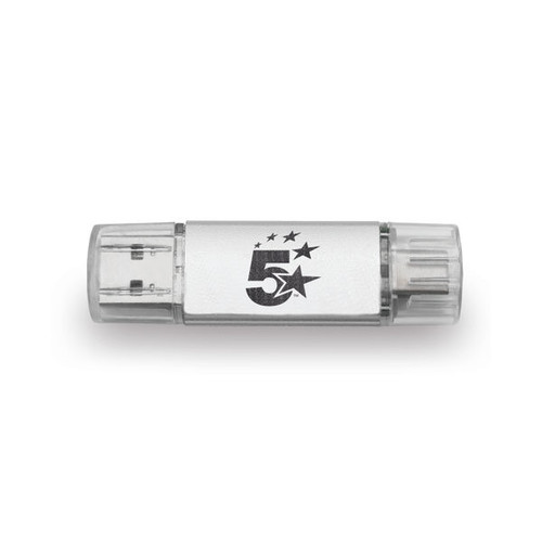 5 Star USB 3.2 Gen 1 Combo Flash Memory Drive with USB A/C 64GB Silver 667950