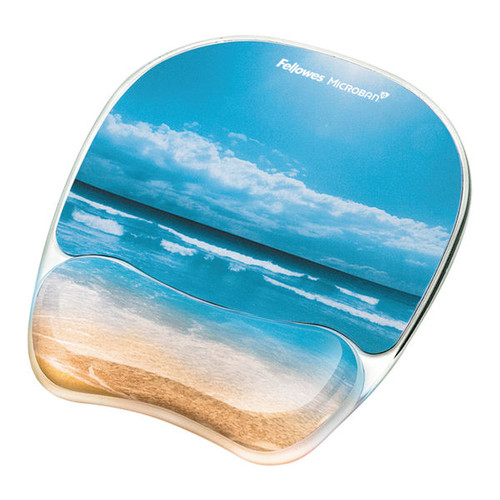 Fellowes Mousepad Wrist Support Sandy Beach Design 9179301 Fellowes Mousepad Wrist Support Sandy Beach Design 9179301