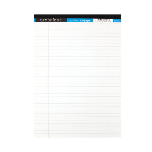 Cambridge Legal Pad 100P 70gsm A4 White (Pack of 10) 100080159 Cambridge Legal Pad 100P 70gsm A4 White (Pack of 10) 100080159