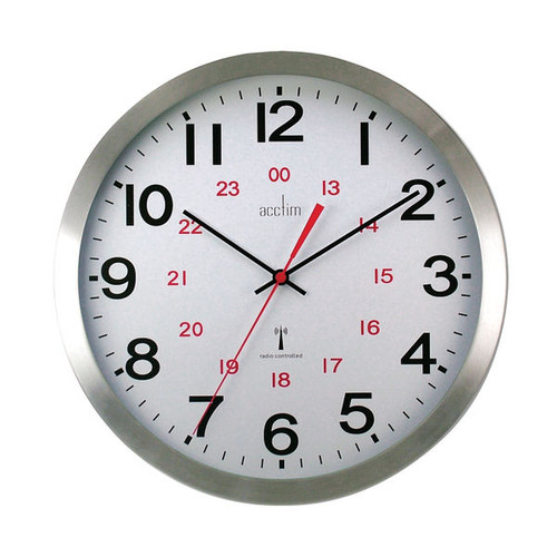 Acctim Century 24 Hour Radio Controlled Clock Aluminium 74457 Acctim Century 24 Hour Radio Controlled Clock Aluminium 74457