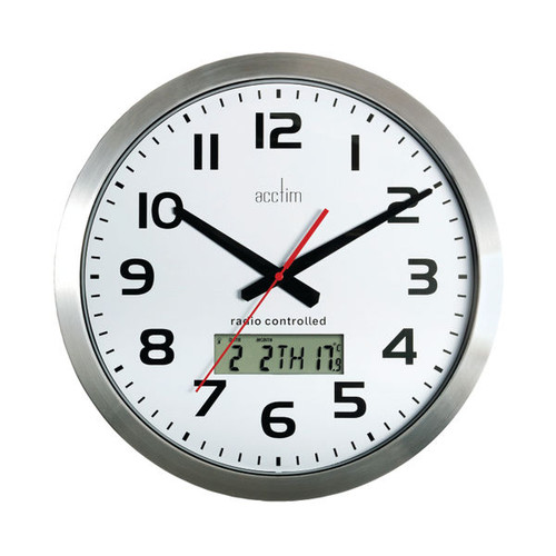 Acctim Meridian Radio Controlled Wall Clock Aluminium 74447 Acctim Meridian Radio Controlled Wall Clock Aluminium 74447