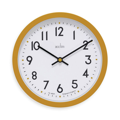 Acctim Elstow Small Office Wall Clock Yellow 20cm 22841 Acctim Elstow Small Office Wall Clock Yellow 20cm 22841