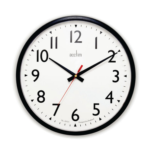 Acctim Commander Wall Clock Black 35cm 22463 Acctim Commander Wall Clock Black 35cm 22463