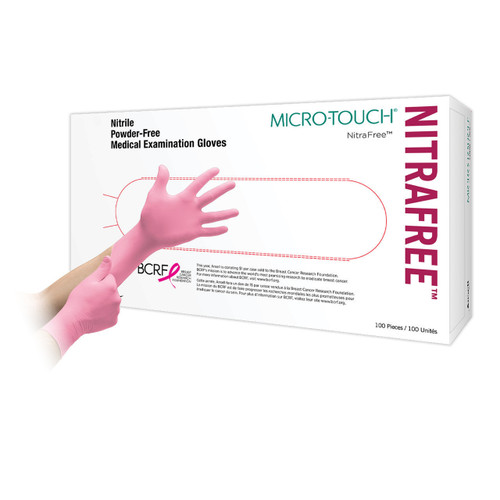 Micro–Touch® Nitrafree™ Nitrile Examination Gloves Pink (X–Large 9.5 – 10.0) (Pack of 100)