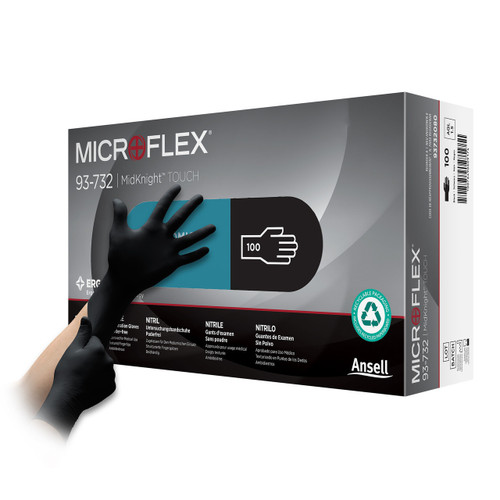 Microflex® Midknight™ Nitrile Examination Gloves Black (Large) (Pack of 100)