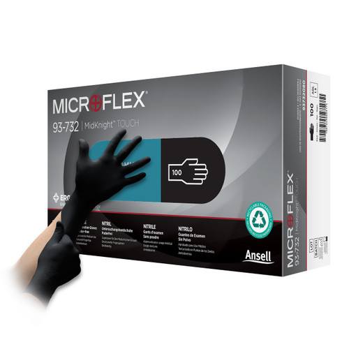 Microflex® Midknight™ Nitrile Examination Gloves Black (X–Large) (Pack of 100)
