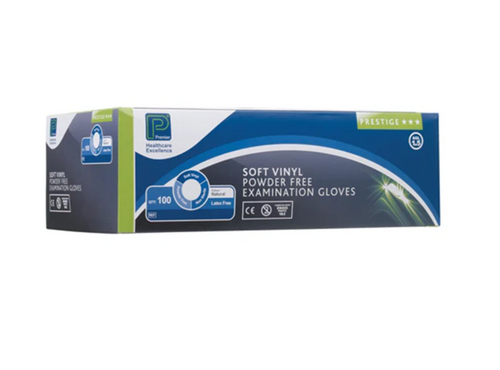Premier Prestige Soft Vinyl Non-Sterile Examination Gloves Natural (Large) (Pack of 100)