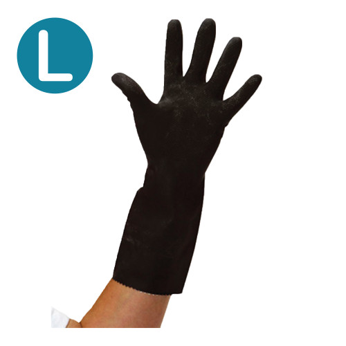 Heavy–Duty Rubber Gloves Black (Large) (Pack of 100)