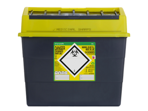Sharpsafe® Recycled UK Grey With Yellow Lid (7 L)