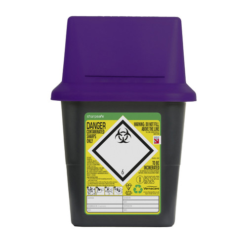Sharpsafe® Sharps Container Bins Grey With Purple Lid (30 L)
