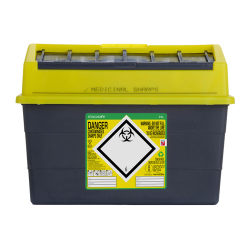 Sharpsafe® Sharps Container Bins Grey With Yellow Lid (30 L)