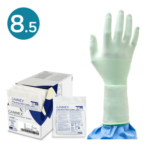 Gammex® PI Plus Glove–In–Glove™ System White & Green (8.5) (Pack of 50) Gammex® PI Plus Glove–In–Glove™ System White & Green (8.5) (Pack of 50)