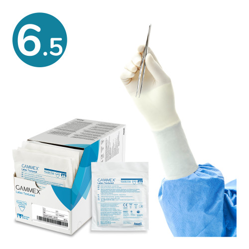 Gammex® Powder–Free Latex Textured Surgical Gloves Natural (6.5) (Pack of 50)
