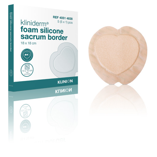 Klinion® Kliniderm® Foam Silicone Border Sacral Dressings (18 x 18 cm) (Pack of 5) Klinion® Kliniderm® Foam Silicone Border Sacral Dressings (18 x 18 cm) (Pack of 5)