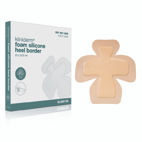 Klinion® Kliniderm® Foam Silicone Border Dressings (20 x 20.8 cm Heel) (Pack of 5) Klinion® Kliniderm® Foam Silicone Border Dressings (20 x 20.8 cm Heel) (Pack of 5)