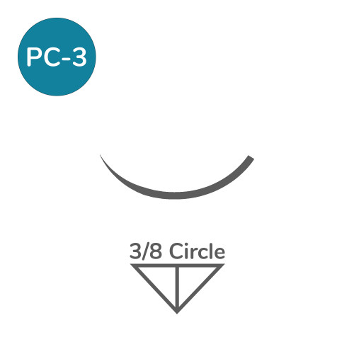 Prolene™ Reverse  Cutting Needles PC–3 | 16 mm | 3/8 Circle | 6–0 | 45 cm | Blue
