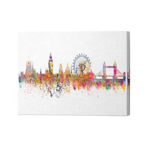 London Skyline Splatter Canvas Print 26x40 Inches SC1STVCD31654L