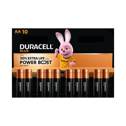 Duracell Plus AA Battery Alkaline 150% Extra Life Power Boost (Pack of 10) 5015842+