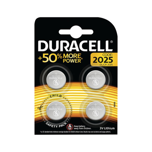 Duracell 2025 Lithium Coin Battery (Pack of 4) ECR2025