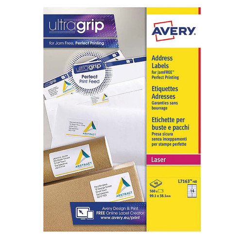 Avery Ultragrip Laser Labels 99.1x38.1mm White (Pack of 560) L7163-40