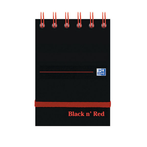 Black n' Red Wirebound Ruled Elasticated Notepad 140 Pages A7 (Pack of 5) 400050435