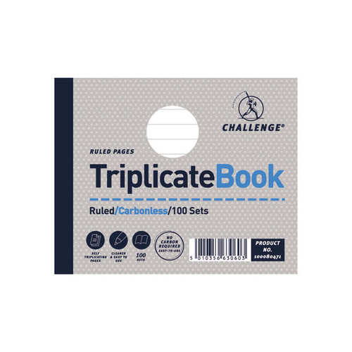 Challenge Ruled Carbonless Triplicate Book 100 Sets 105x130mm (Pack of 5) 100080471