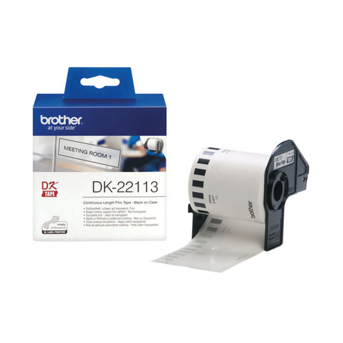 Brother Continuous Paper Labelling Tape 62mm x 15.24m Black on Clear DK22113