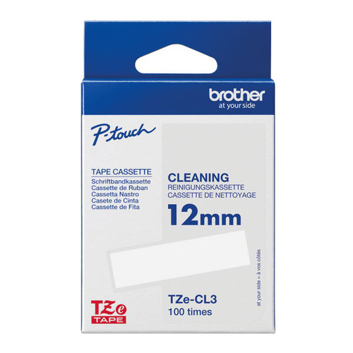 Brother P-Touch TZe Printhead Cleaning Tape Cassette 12mm Black on White Tape TZECL3