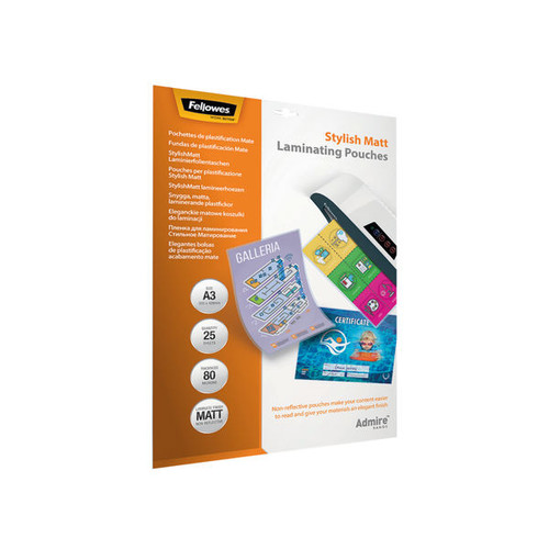 Fellowes Admire Laminating Pouch A3 160 Micron Total Thickness Matte (Pack of 25) 5602201