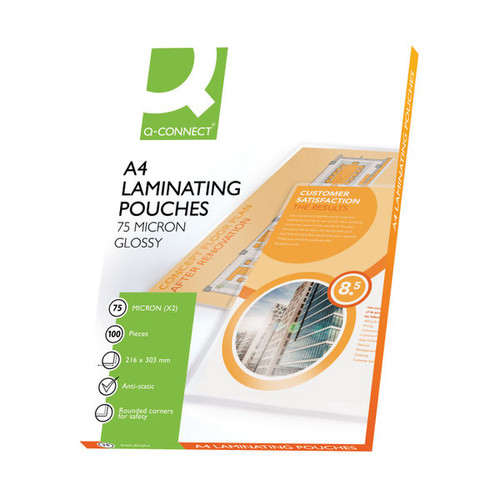 Q-Connect A4 2x75 Micron Laminating Pouches (Pack of 100)