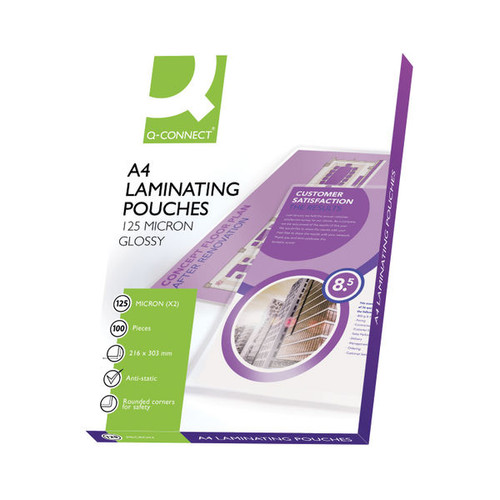Q-Connect A4 Laminating Pouch 125x2 Micron (Pack of 100)