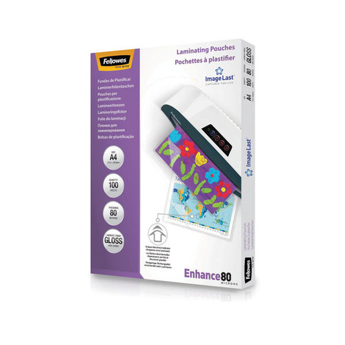 Fellowes Laminating Pouch A4 160 Micron Total Thickness Gloss (Pack of 100) 5306101