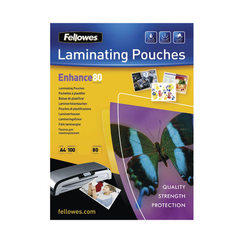 Fellowes Enhance80 Laminating Pouch A4 160 Micron Total Thickness Matte (Pack of 100) 5452101