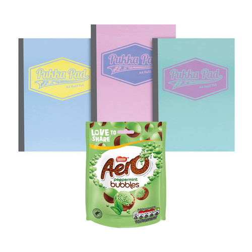 Pukka Pad Pastel A4 Refill Pad 400 Pages Pack of 3 + FOC Aero Bubbles