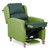 Reclining Porters Armchair, Waterfall Back, Handset Operated, Vinyl Rot & VP Fabric Beige