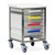 CARETRAY TROLLEY - STAINLESS STEEL - SINGLE COLUMN - 800MM HIGH - 3 X 100MM & 1 X 150MM TRAYS