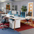 Straight fabric desktop screen 1800mm x 380mm - blue fabric with white aluminium frame