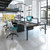 Straight glazed desktop screen 1000mm x 380mm - polar white with black aluminium frame