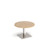 Brescia circular coffee table with flat square brushed steel base 800mm - Kendal oak