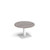 Brescia circular coffee table with flat square white base 800mm - grey oak