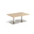 Brescia rectangular coffee table with flat square brushed steel bases 1200mm x 800mm - Kendal oak