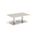 Brescia rectangular coffee table with flat square brushed steel bases 1200mm x 800mm - Light Grey