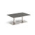 Brescia rectangular coffee table with flat square brushed steel bases 1200mm x 800mm - Onyx Grey
